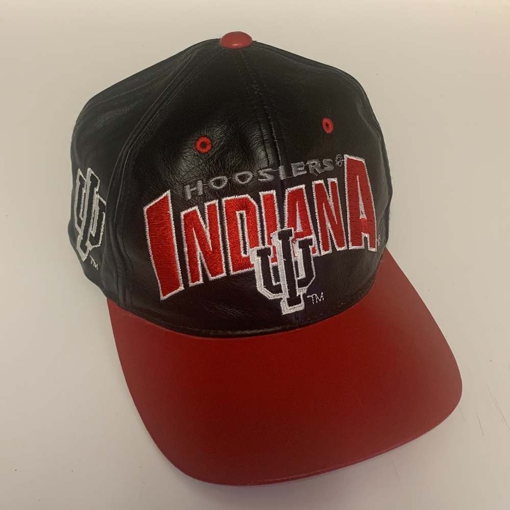 RARE men’s leather Indiana University vintage SnapBack hat